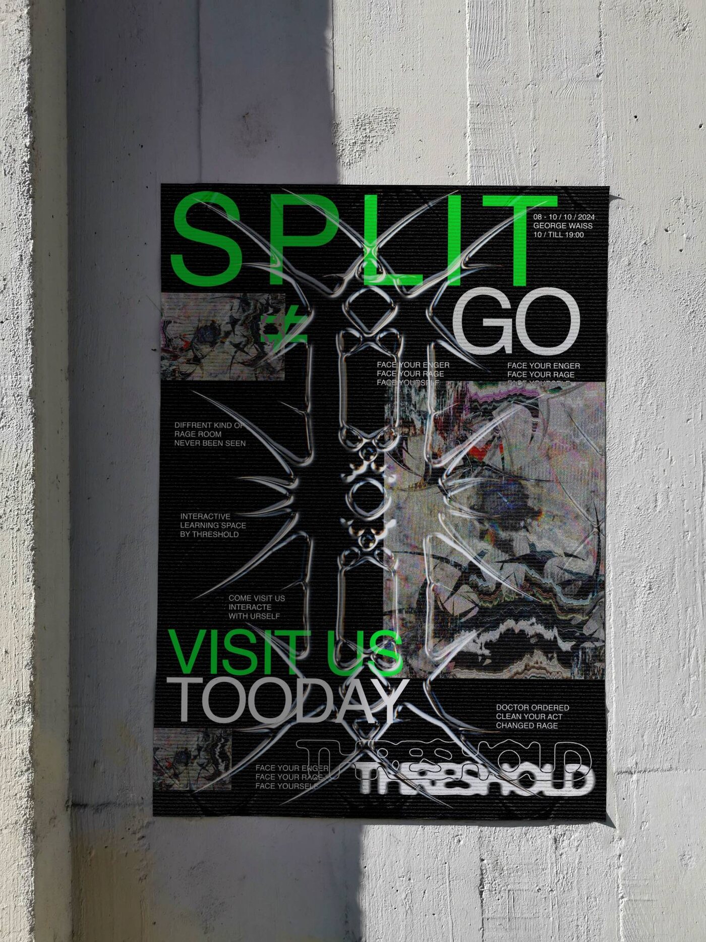 SPLIT ≠ GO campaign poster pasted on a concrete wall