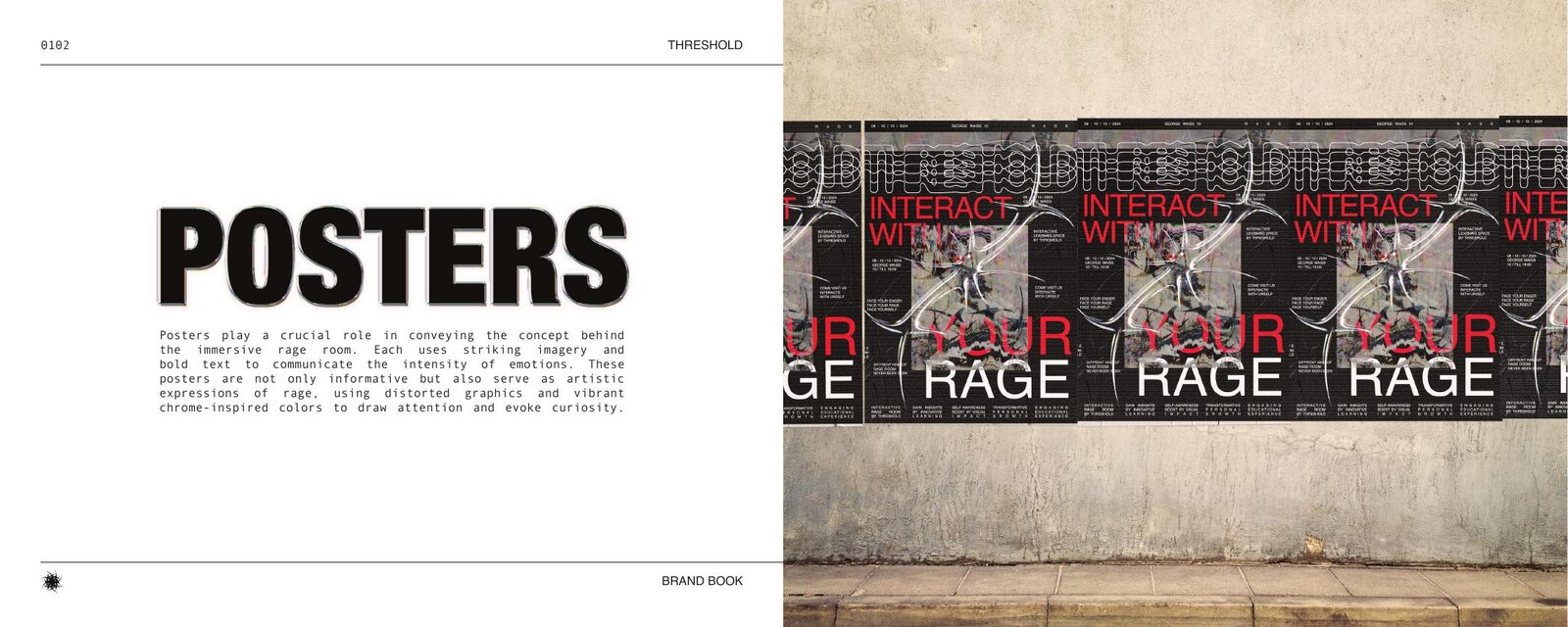 Brand book spread — poster system on the street