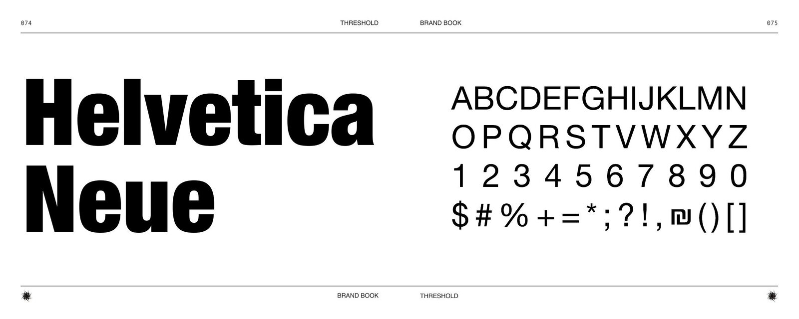 Brand book spread — Helvetica Neue specimen
