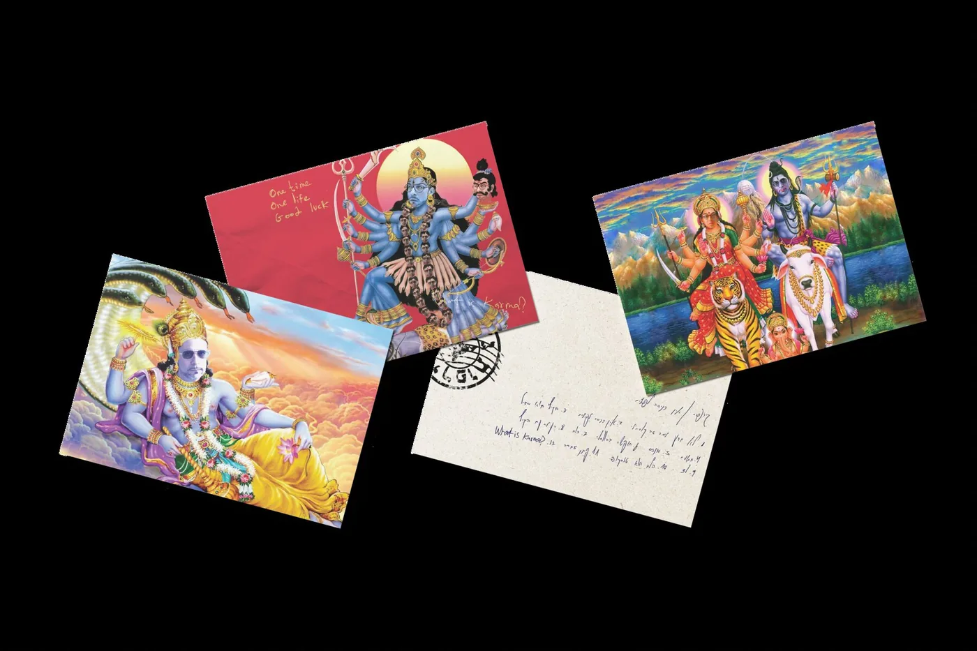 Kali and Krishna postcards