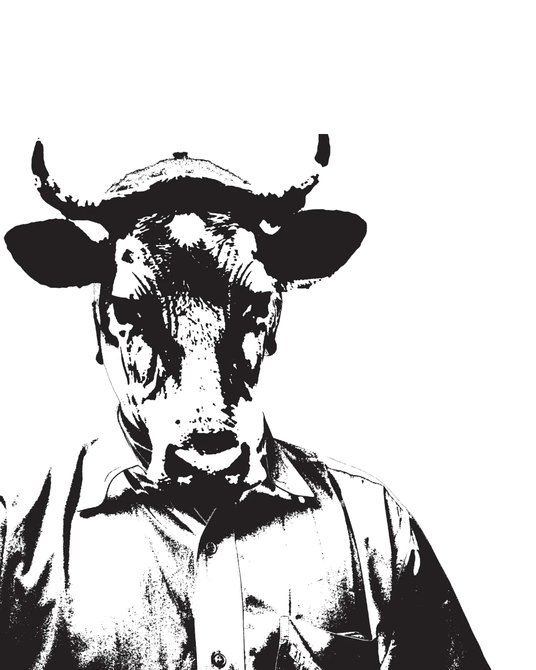 The cow-man stamp illustration