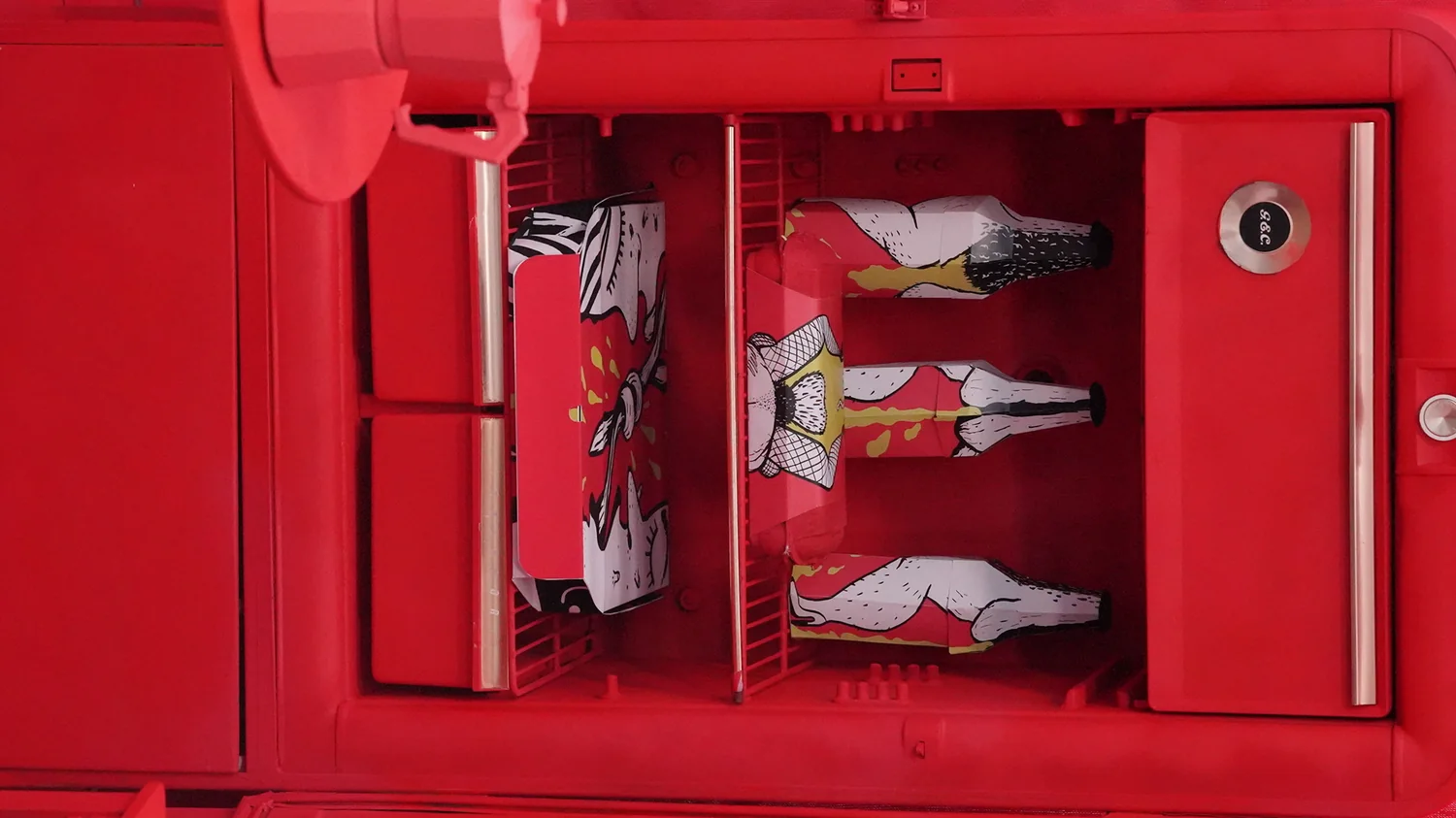 The fridge shelves in detail