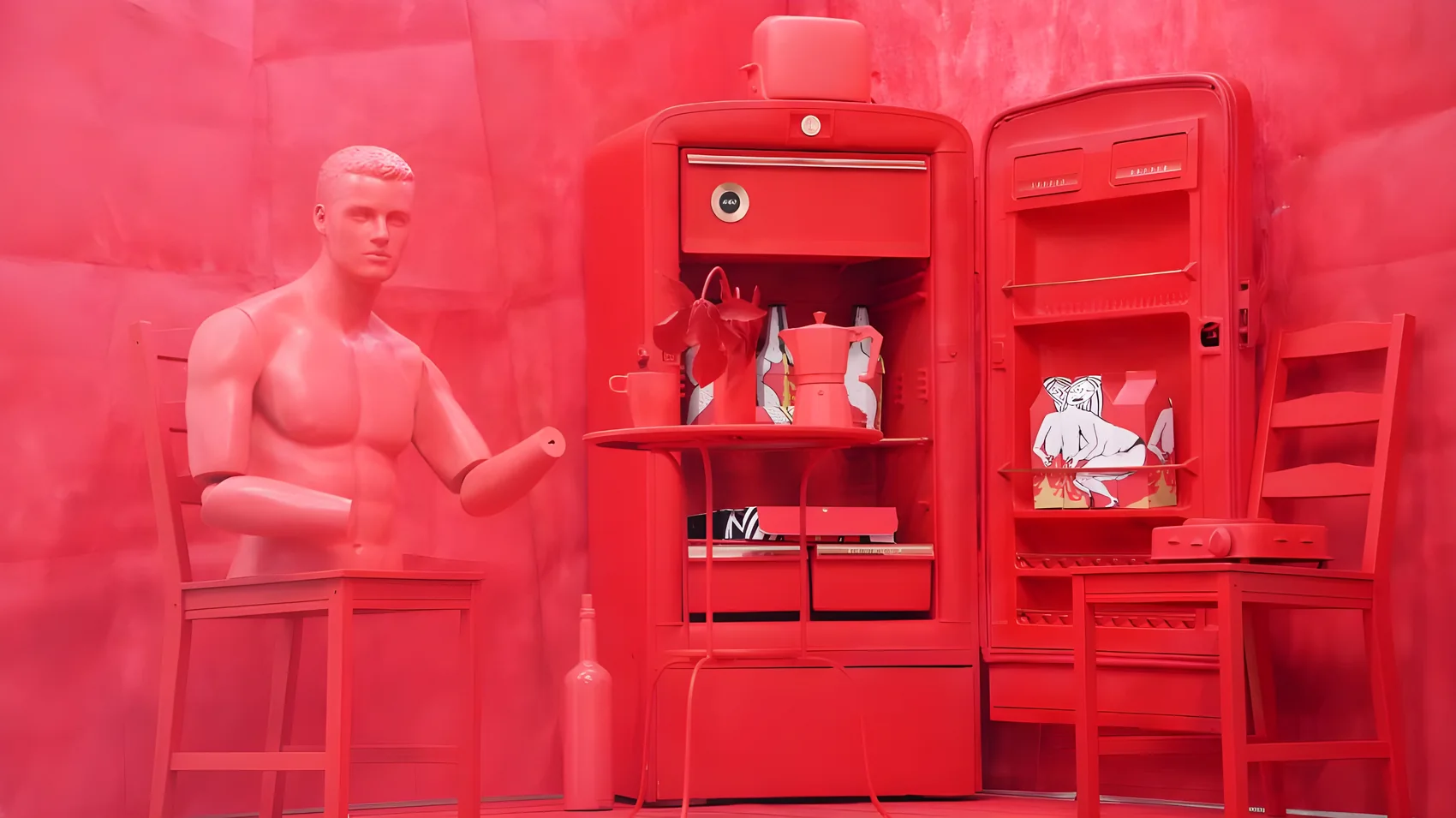 The red room — the full installation, every surface painted red